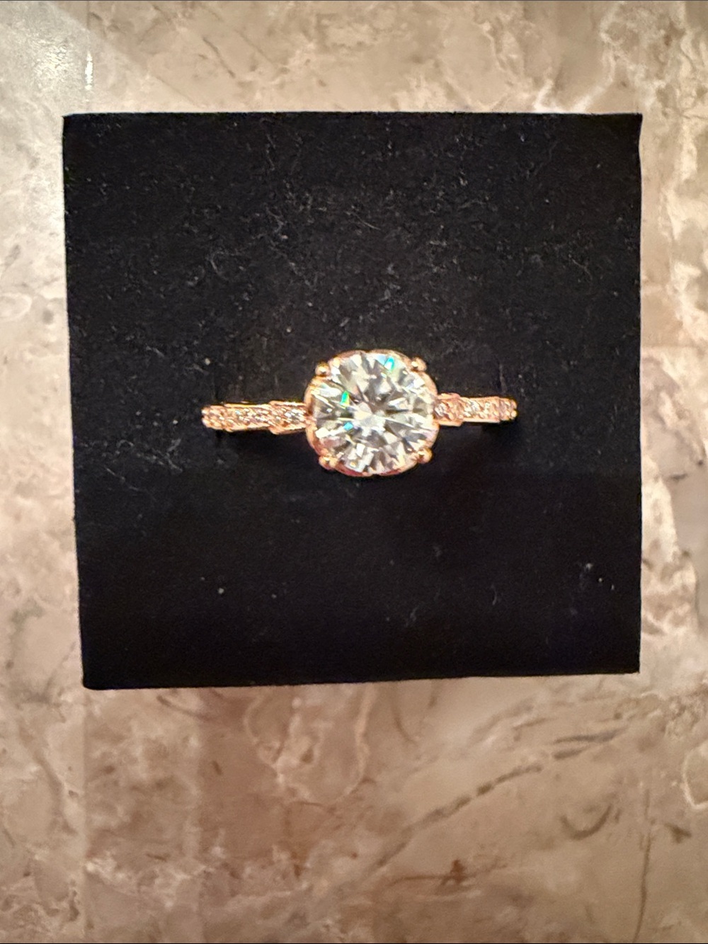 MOISSANITE Rose Gold Over 925 silver Halo 1 carat Engagement Ring - Picture 9 of 9